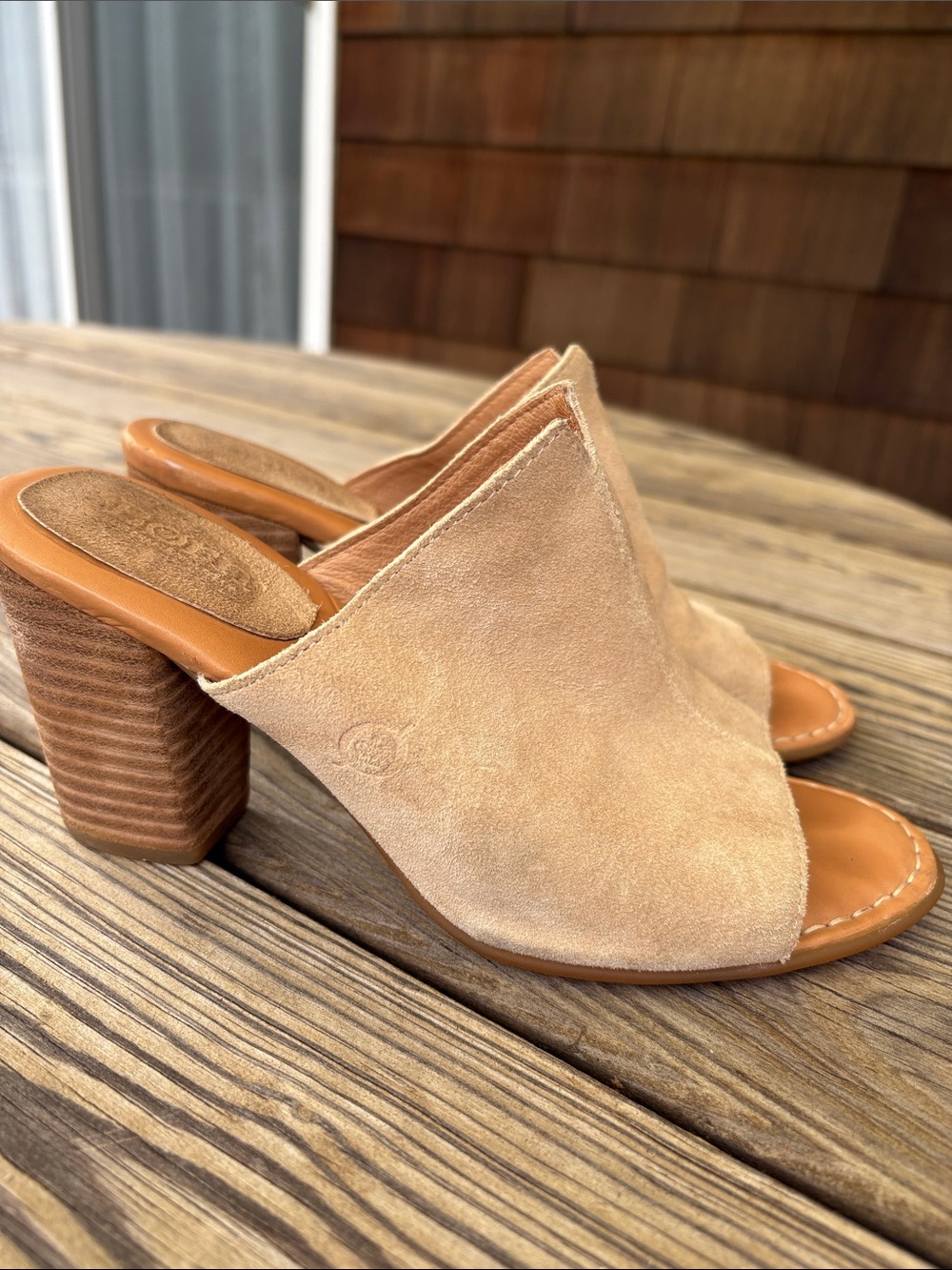 Born Beige Suede Open-Toe Mule Slides, 7M - Picture 4 of 11